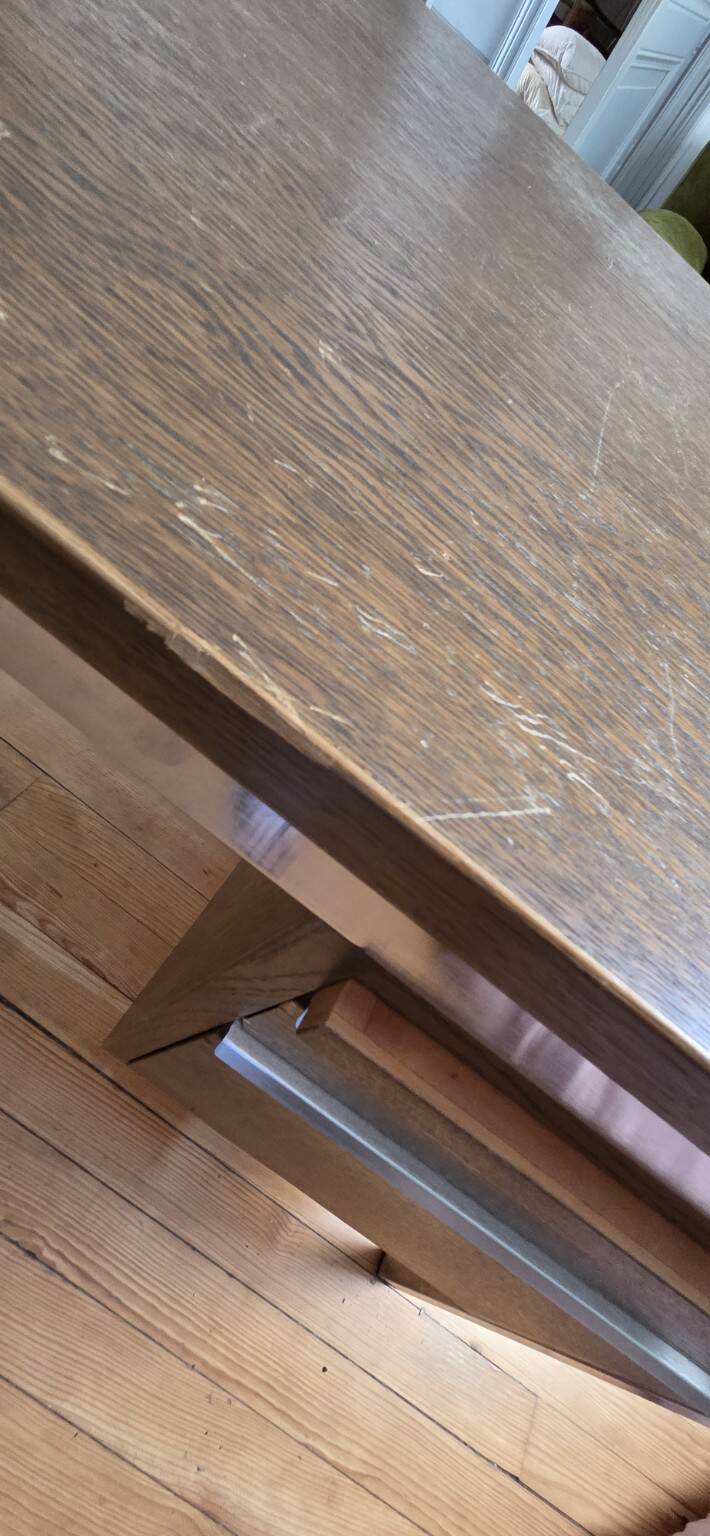 Vintage Swiss desk from the 60s/70s – wood & metal – 120 cm