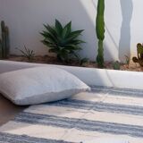 Recycled cotton handmade rug - Grey and white