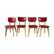 Set of 4 vintage chairs in oak and skai 1970