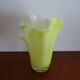 Vintage 1960s murano glass handkerchief vase, yellow and white speckled