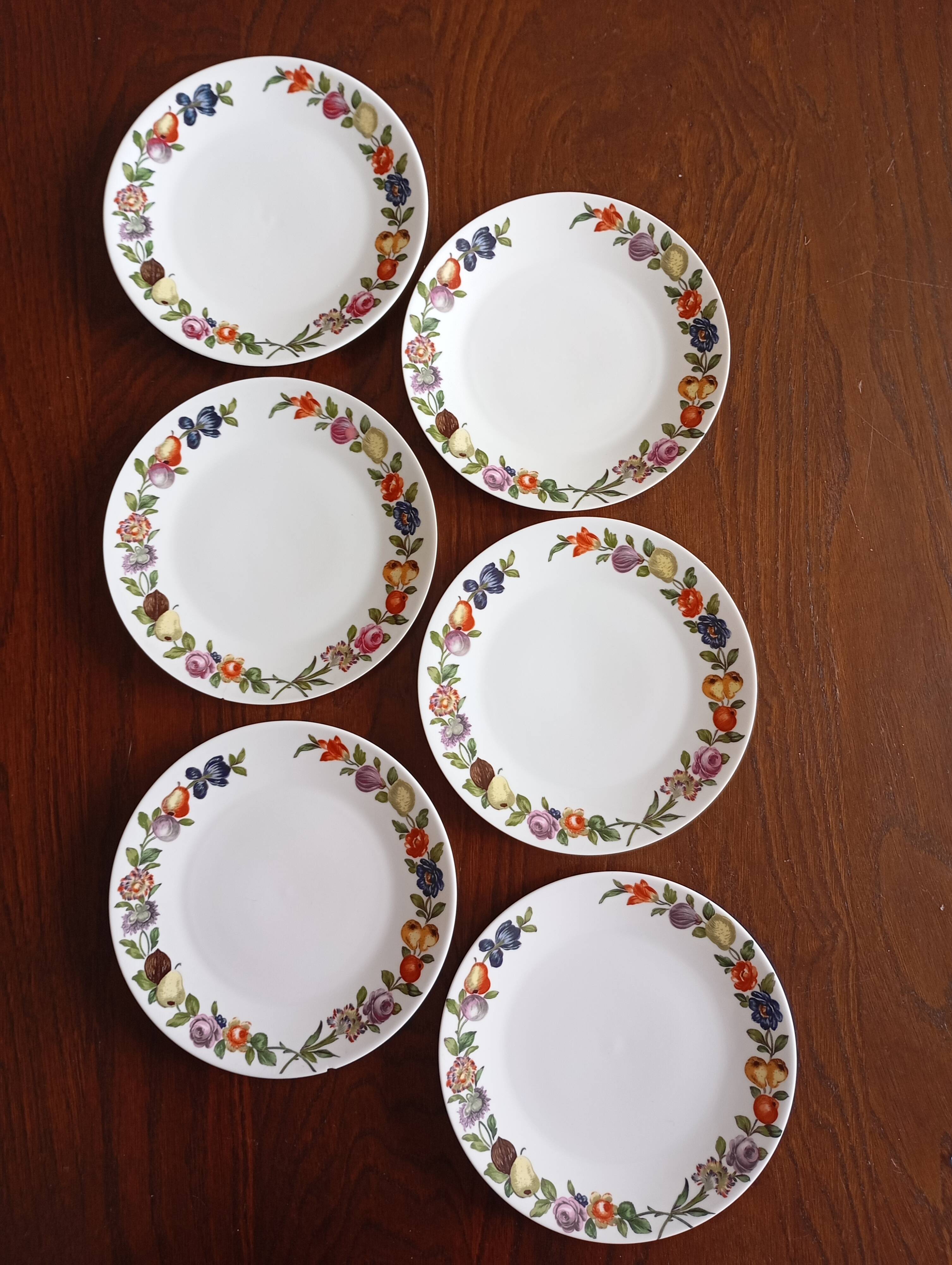 Dish & 12 dessert plates Porcelain of Paris "The Four Seasons"