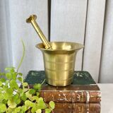 Large brass mortar with pestle