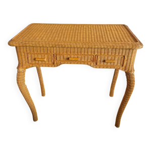 Bureau console en rotin