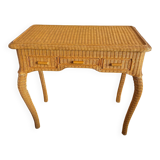 Rattan console desk with curved legs, 1970s