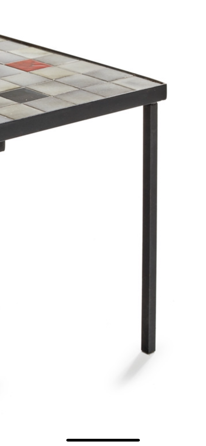 Mado jolain suite of two nesting tables ceramic and metal h : 42 l : 41 p : 41 cm