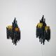 Set Of Double Chalice Brutalist Wall Lamp By Marcel Fantoni, Italy, 1960S