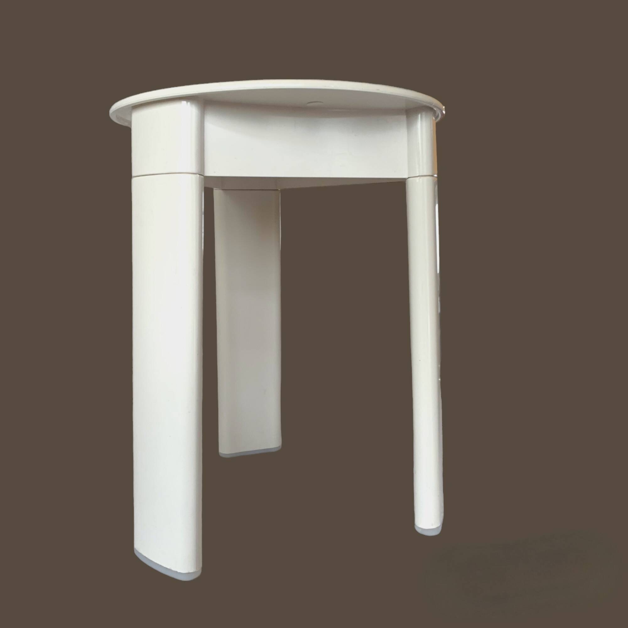 Vintage white plastic tripod stool Gedy - design Olaf von Bohr