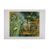 Paul Collomb: The blue irises, original signed lithograph.