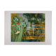 Paul Collomb : Les iris bleues, lithographie originale signée