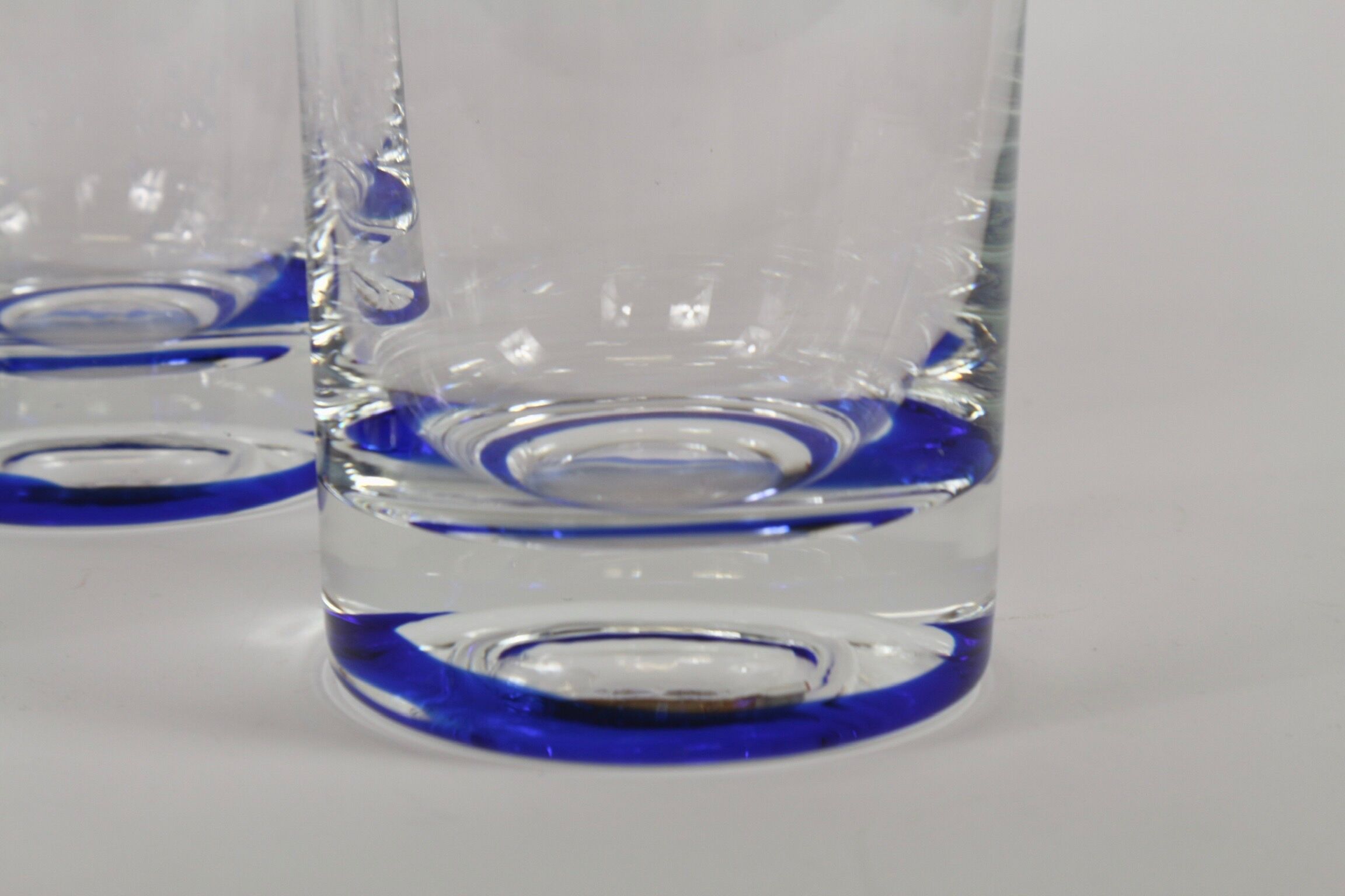 5 glasses with vintage blue decoration in glass by Murano by Nason and Moretti