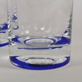 5 glasses with vintage blue decoration in glass by Murano by Nason and Moretti
