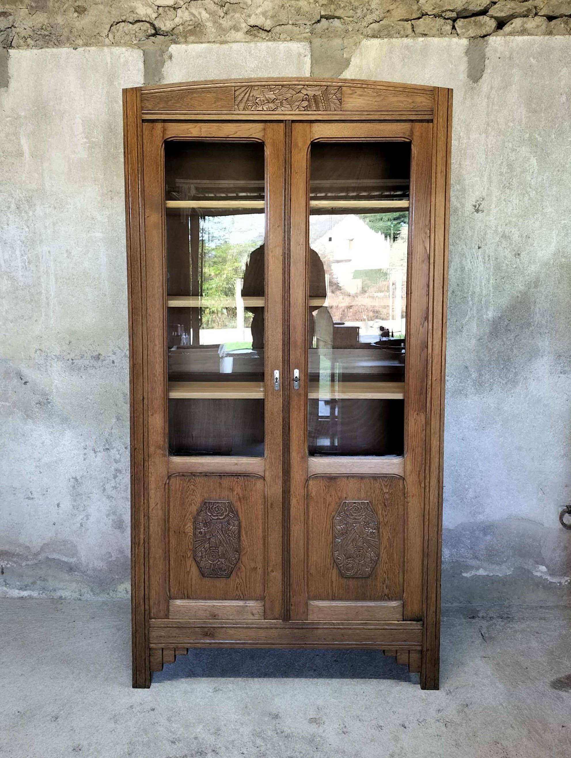 Large art deco glass cabinet.