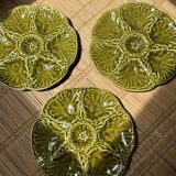 3 assiettes à huîtres en barbotine, Gien