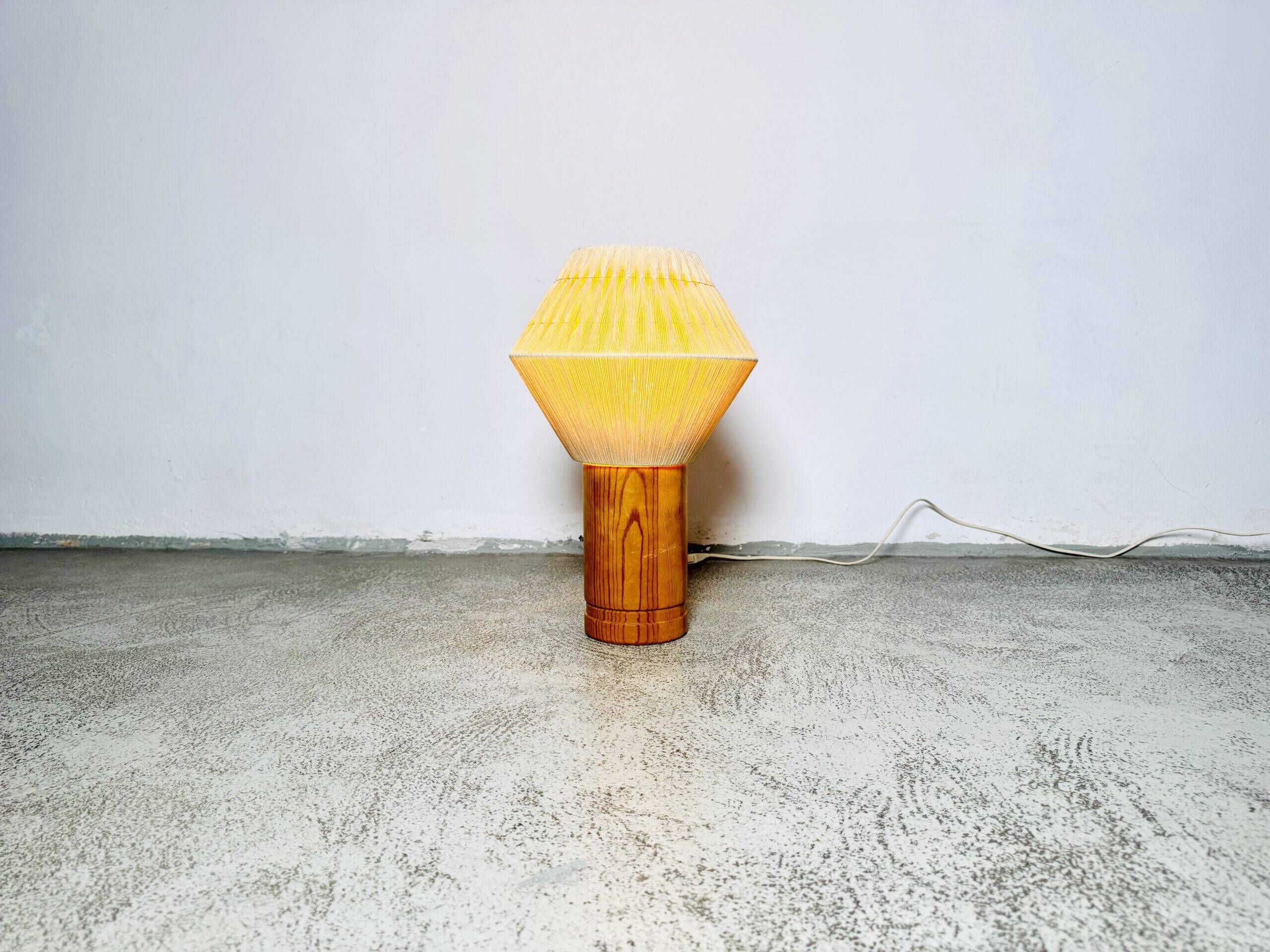 B-243 Wood & Sisal Table Lamp By Hans-Agne Jakobsson For Ab Ellysett, Sweden 1960S