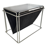 Max Sauze studio - side table - magazine rack - metal - glass - 70s