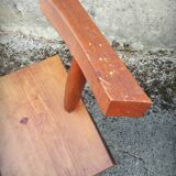 Set of four brutalist chairs and a bench, France, 1960s