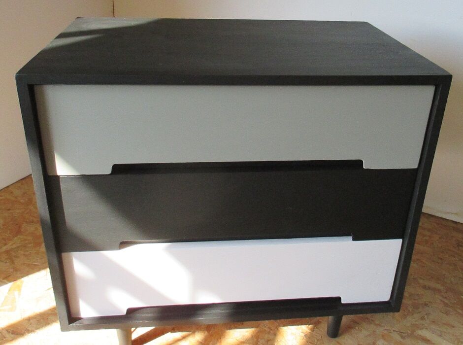 Dresser 3 drawers grey black rose
