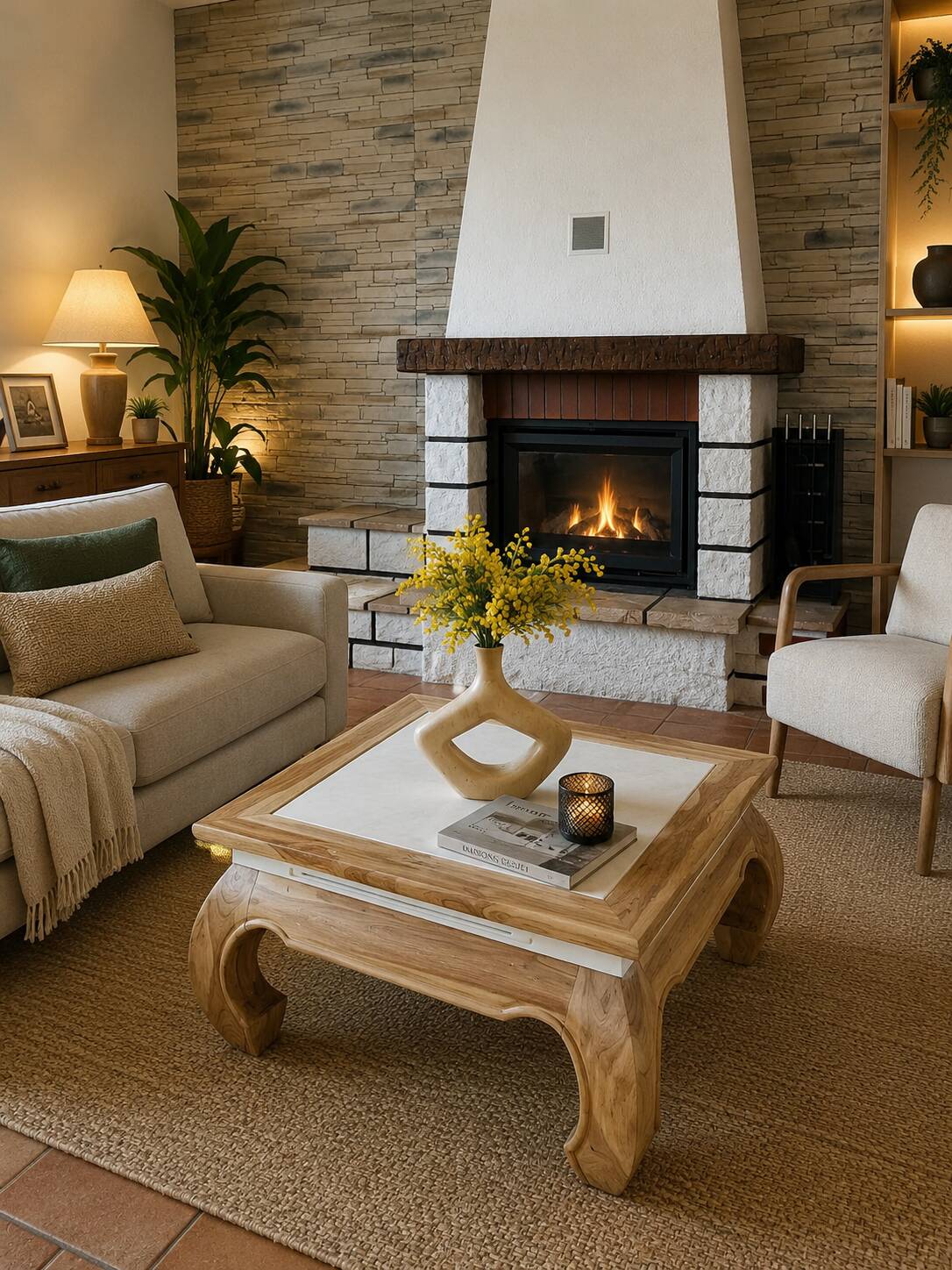 Opium style coffee table in solid wood