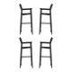 Set of 4 contemporary bar stools with black leather backrest and black rubber metal.