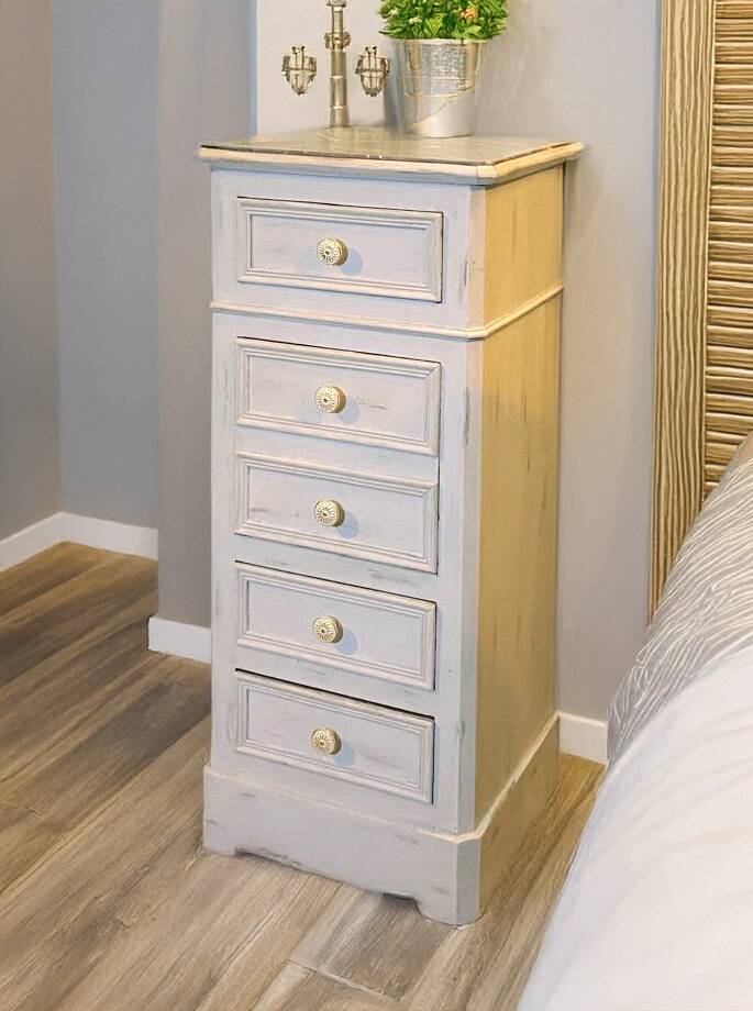 Renovated 19th-century bedside chest.