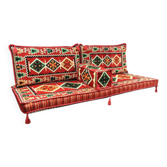 Ethnic Sofa, Living Room Floor Sofa, Red Sofa Seating