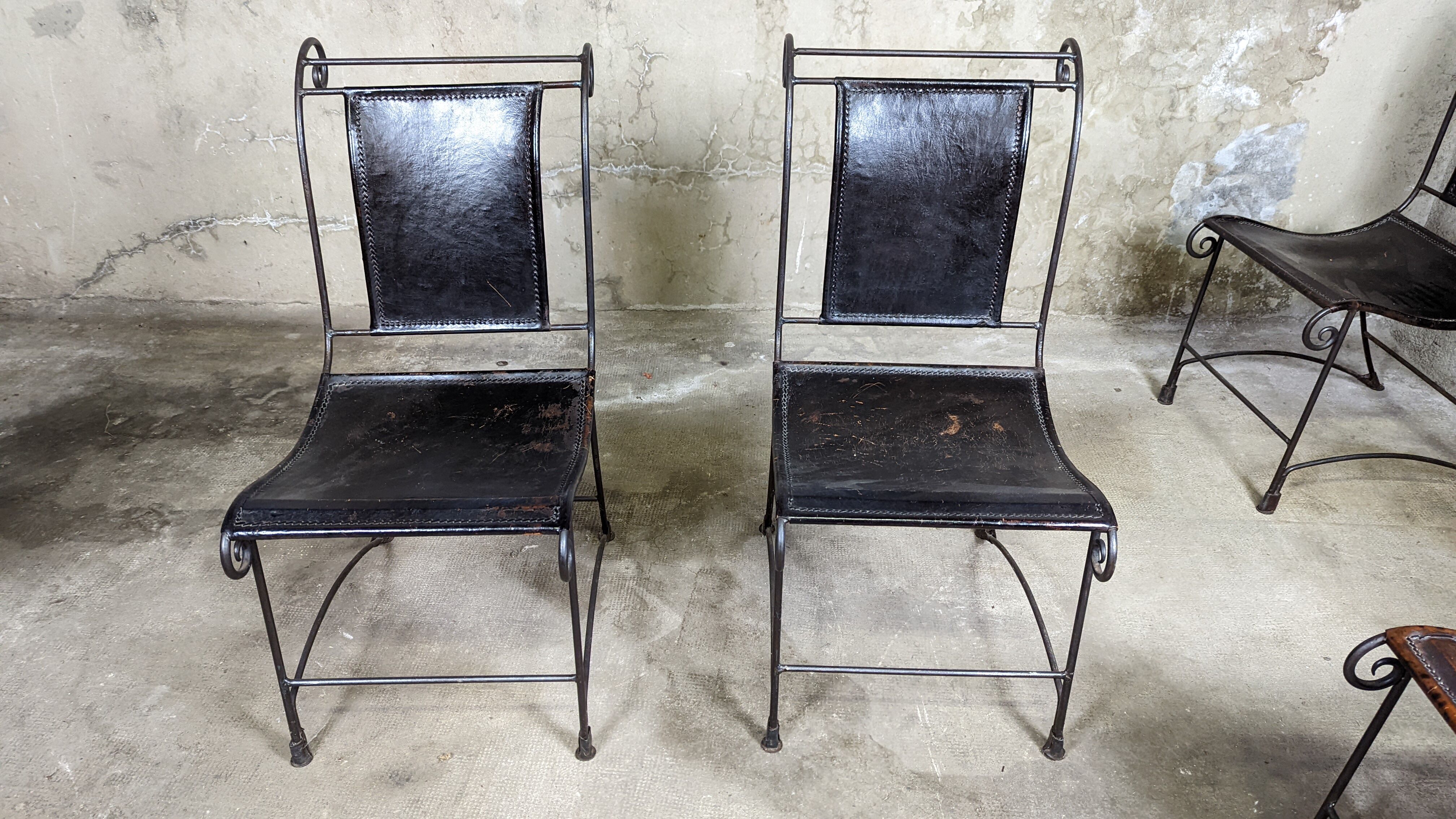 4 wrought iron armchairs