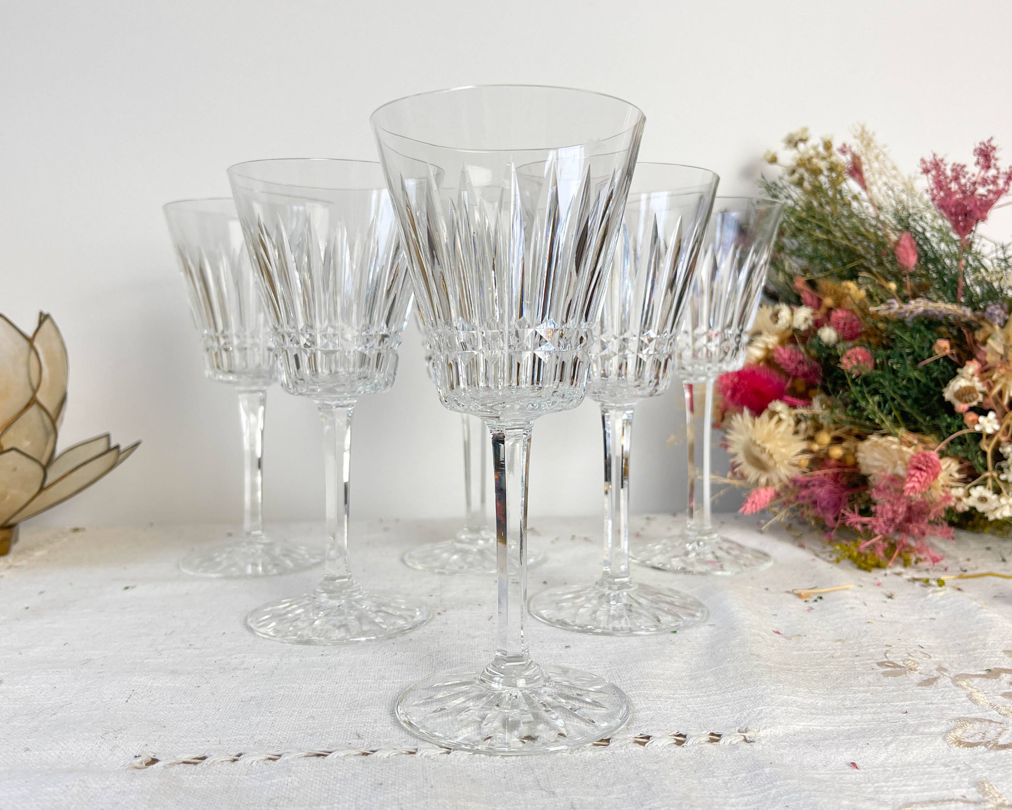 6 verres à eau cristal ciselé français