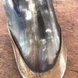 Polished beef horn on brass base