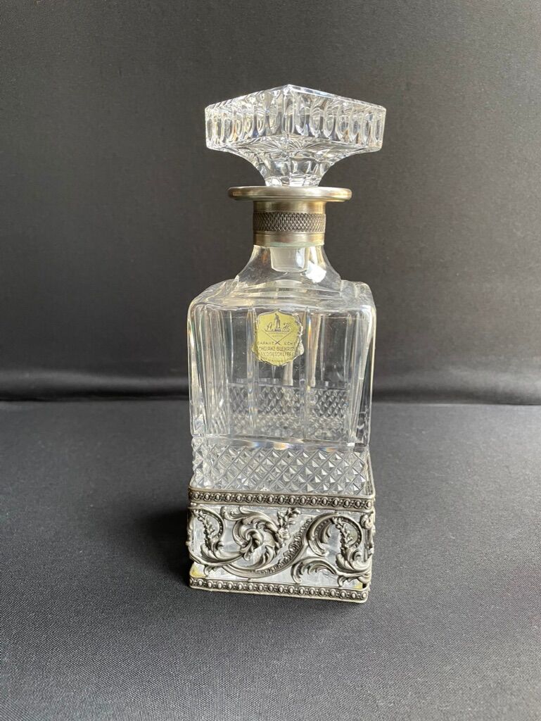 Decanter with handle frame Crystal factory A H (Western Germany)
