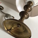 Vintage brass and velvet geometric lamp