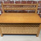 Wood and rattan chest bench