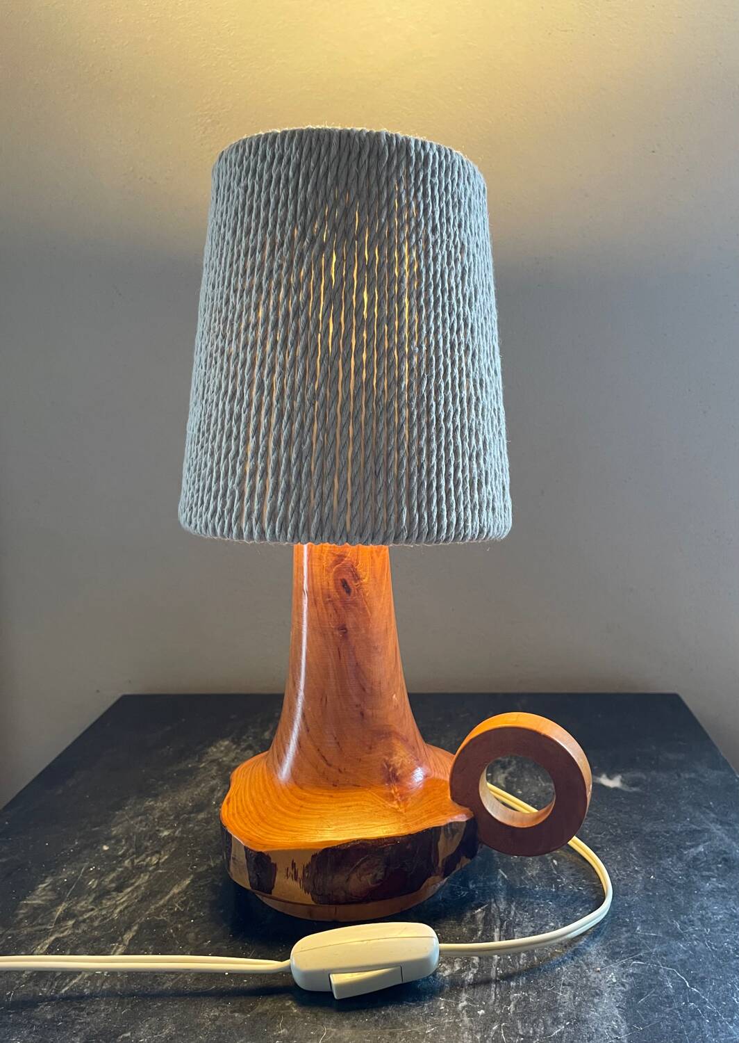 Vintage wood and cotton lamp