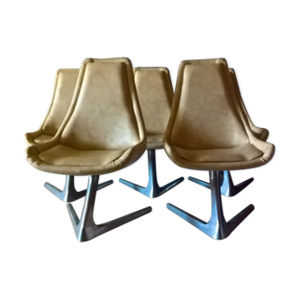 Set of 6 chairs chromcraft Vladimir Kagan