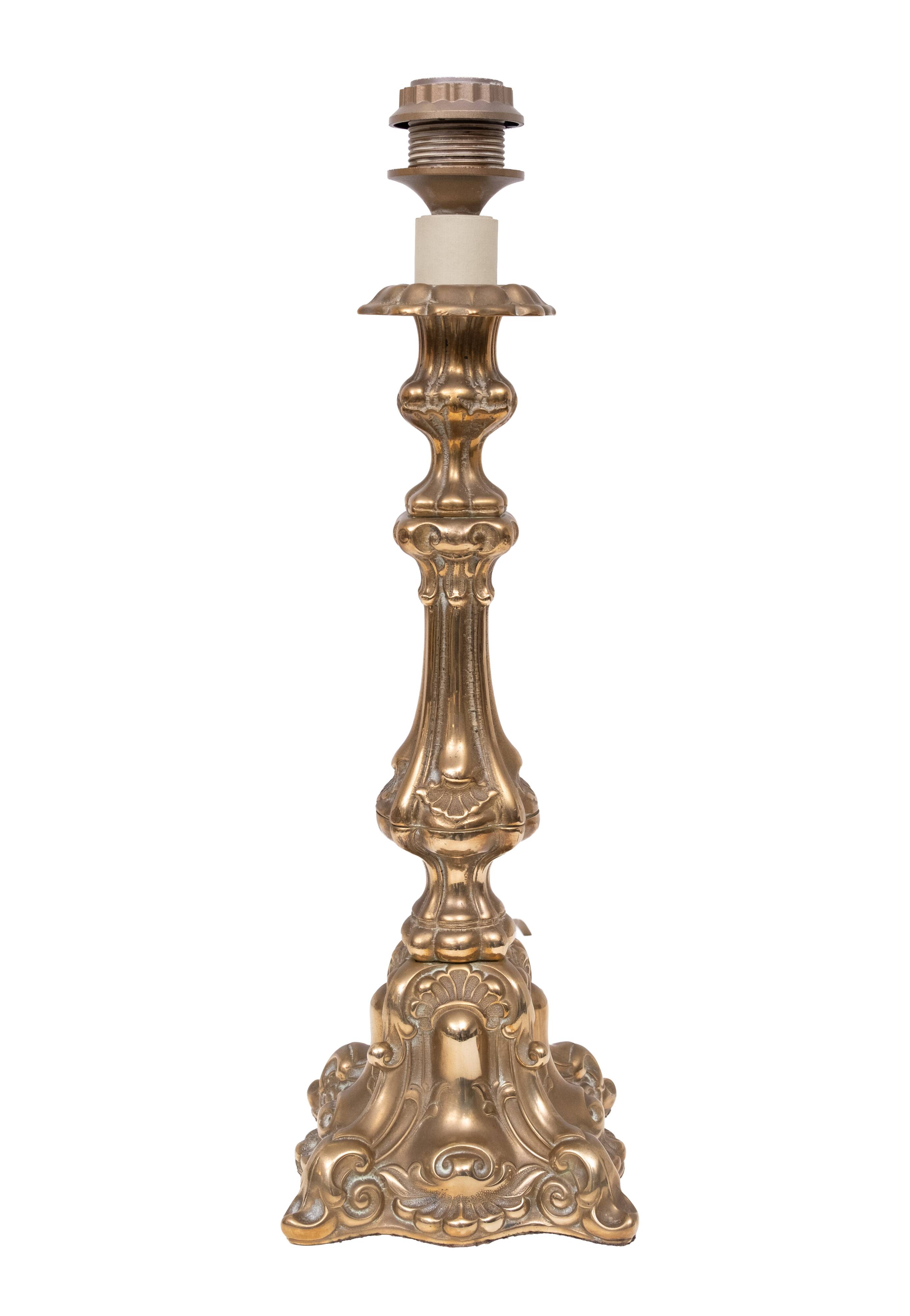 Stunning pair of Rococo Brass table lamps Italy 1920s
