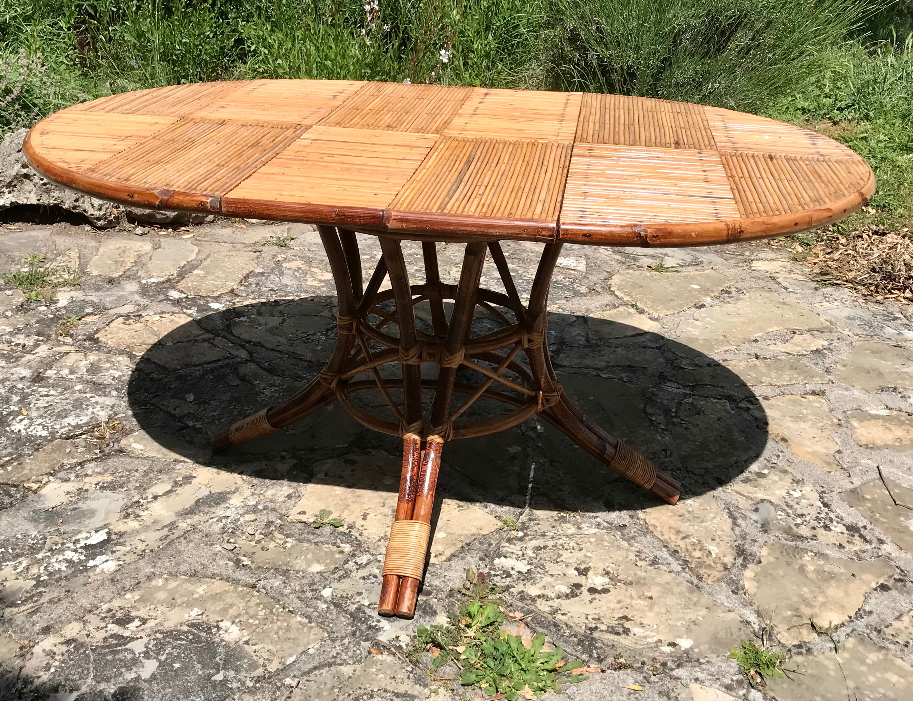 Extension rattan table circa 1960