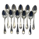 Set of 10 silver-plated soup spoons in Louis XV pattern.