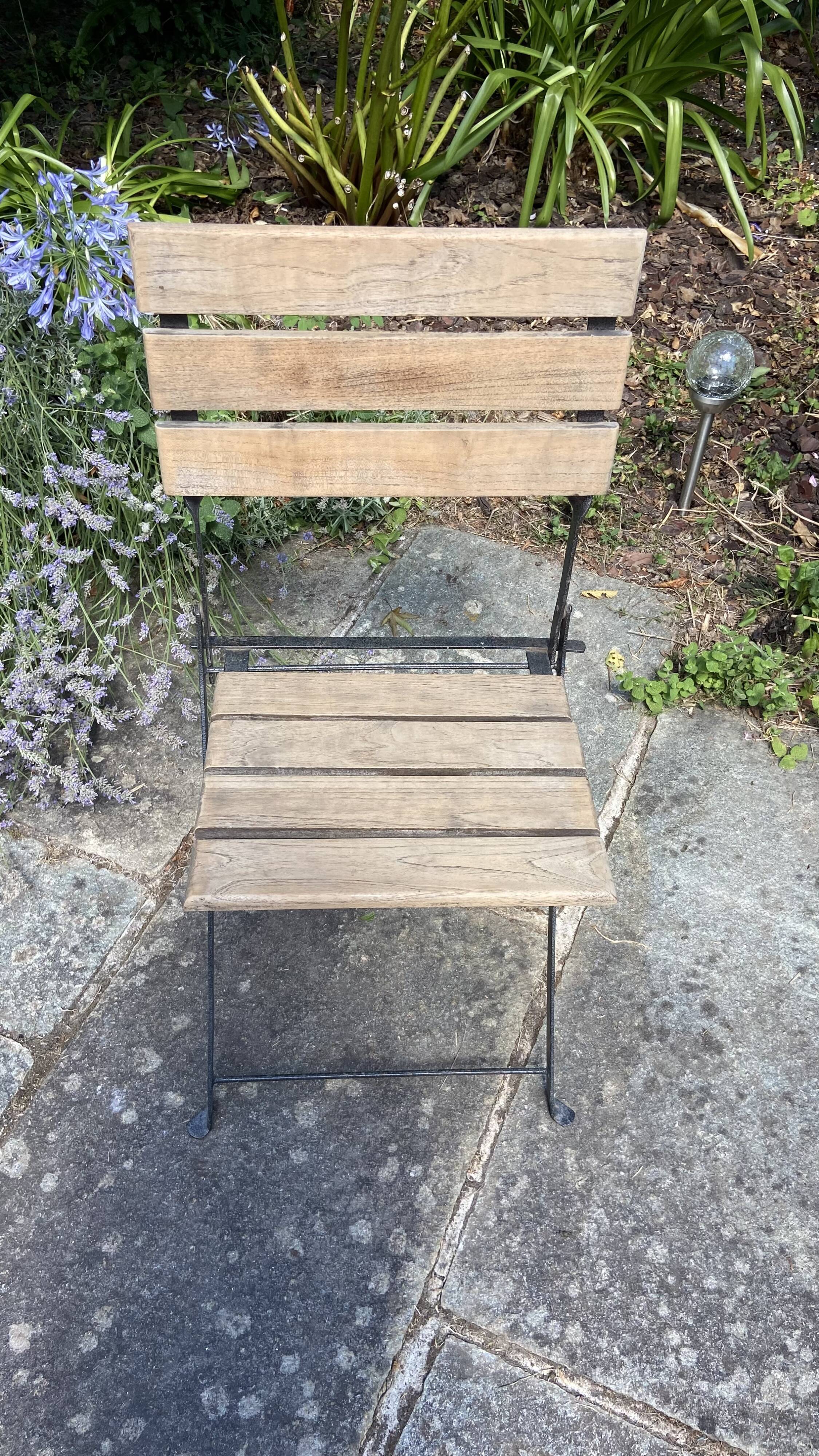 Chaise de jardin pliante bois et fer forgé