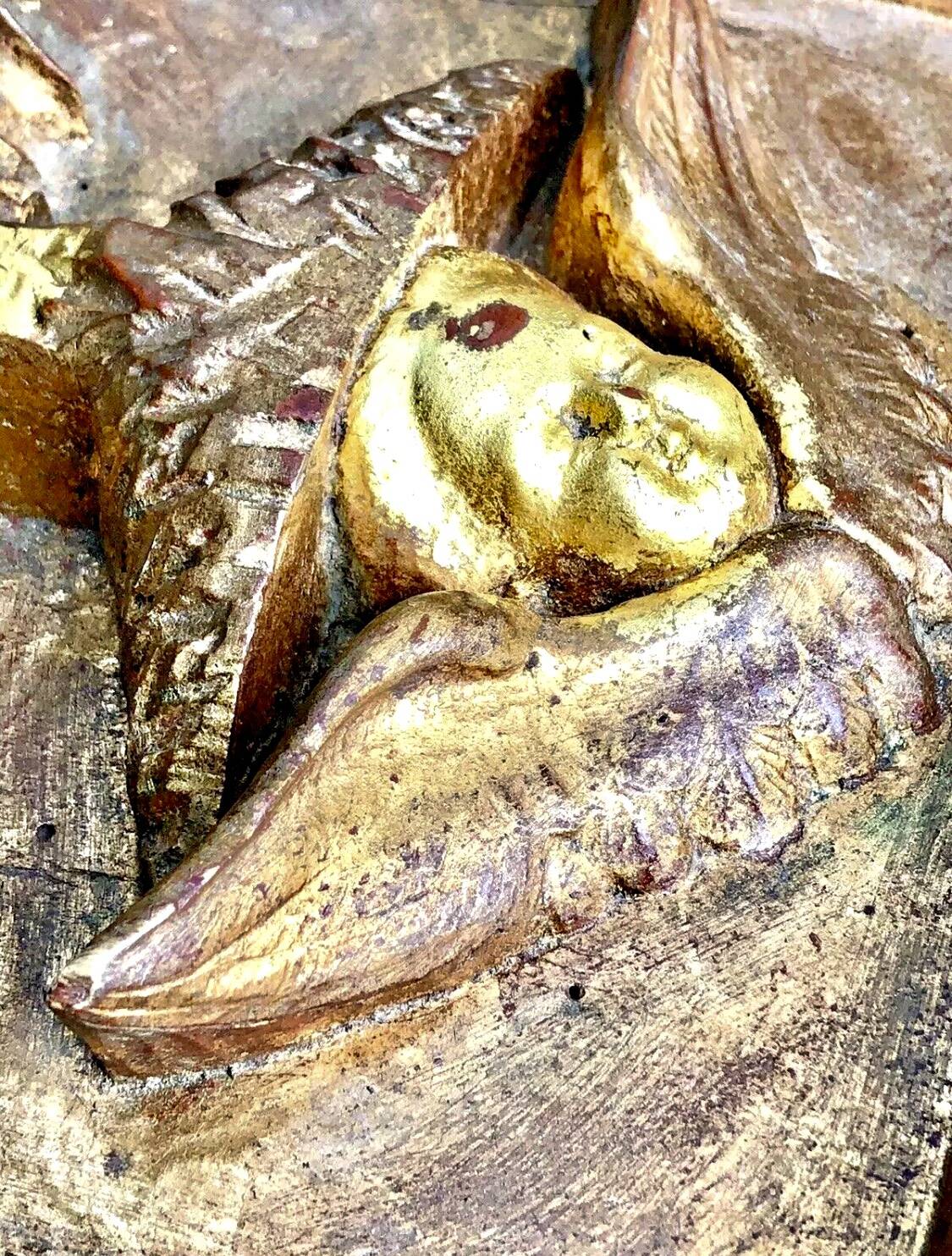 Panneau d’église en bois doré sculpté XIX
