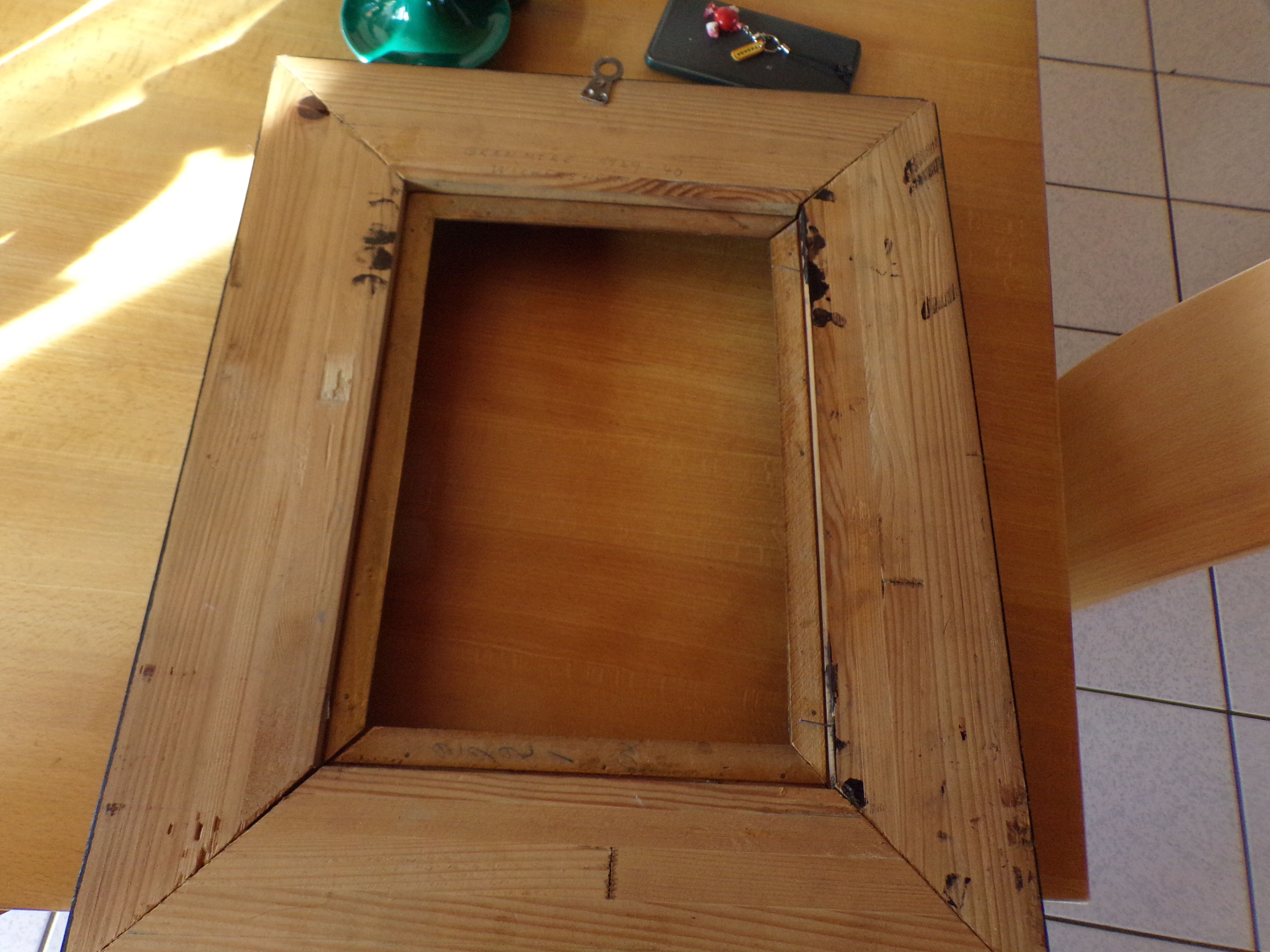 Old frame blackened wood stucco for painting or photo