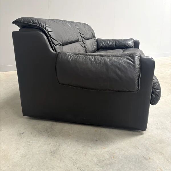 Black leather 2 seat sofa by Dreipunkt, 1970s