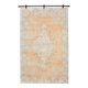 7x10 Vintage Turkish Rug, Orange Beige Floral Rug, Faded Wool Cotton Area Rug