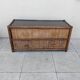 Vintage rattan and glass TV unit.