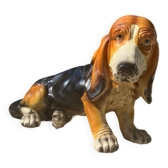 Rare grand chien céramique taille réelle - basset hound