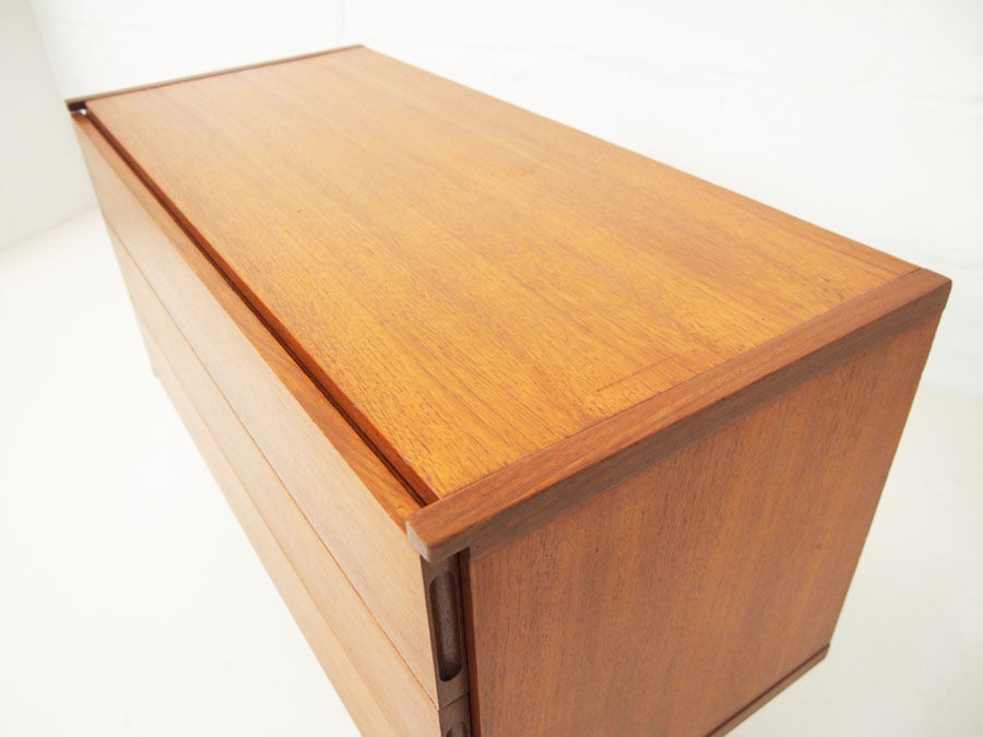 Midcentury Danish teak low chest of drawers