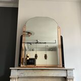 Art deco mirror, pink and black mirror pillar, France 1930