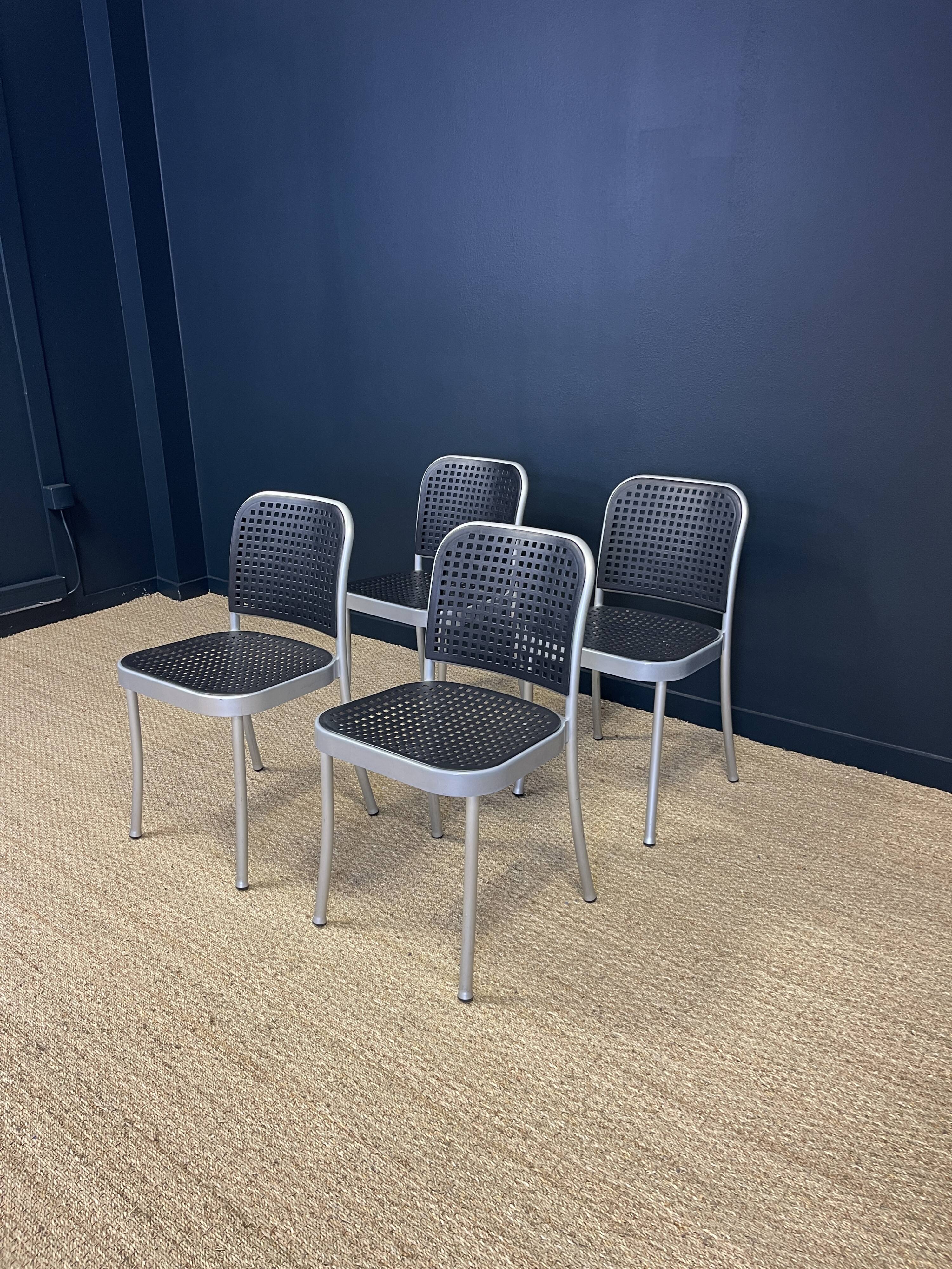 Set of 4 Silver chairs by Magistretti for Padova 1980 Italy