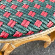 Pair of bistro chairs in bamboo and two-tone weaving