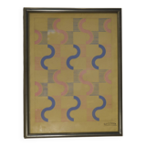 Gouache on paper original unique modernist work by Jean Boris Lacroix 1940s