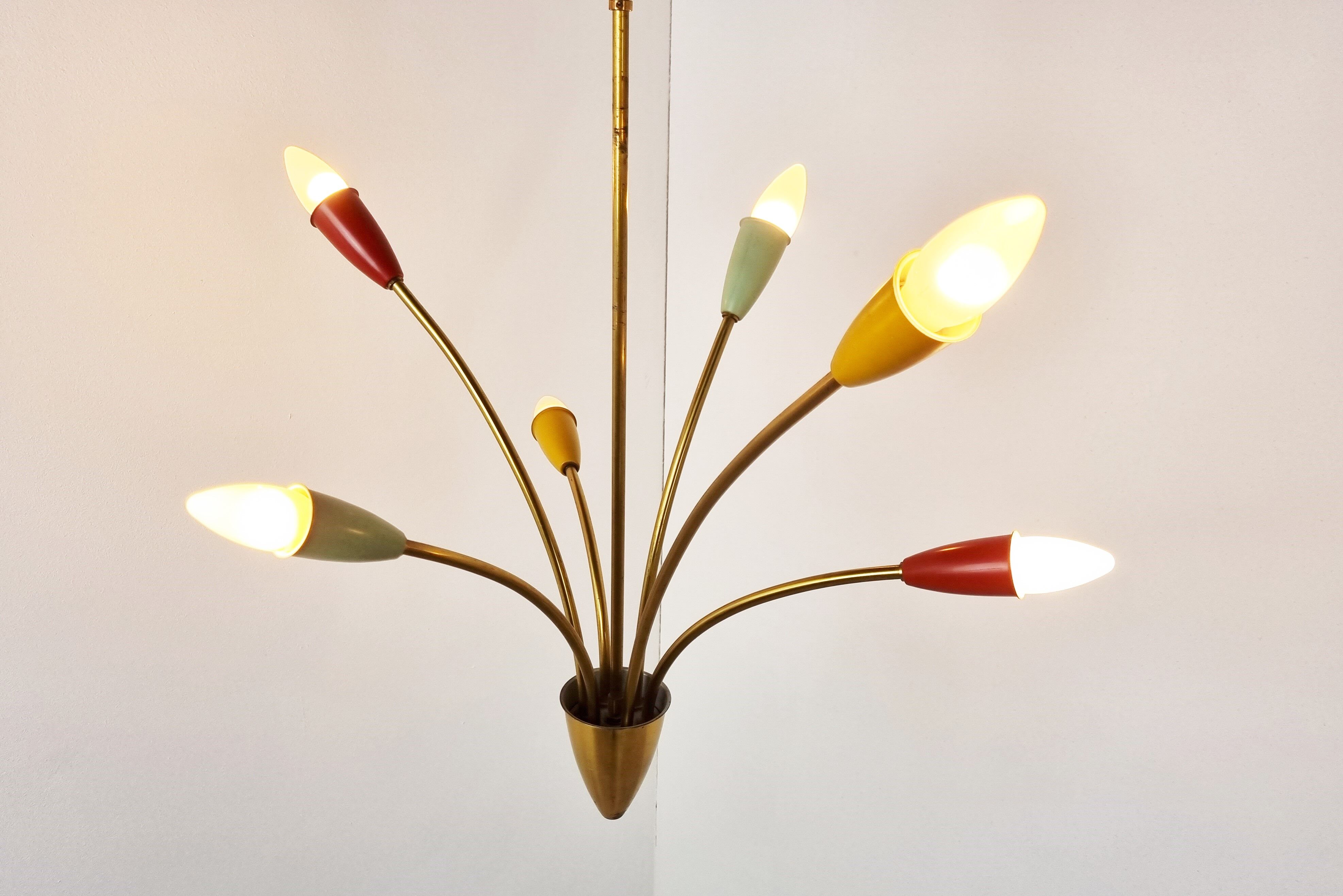 Mid century brass italian chandelier, 1960s