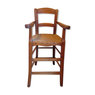 Chaise haute ancienne enfant poupee XIXè merisier